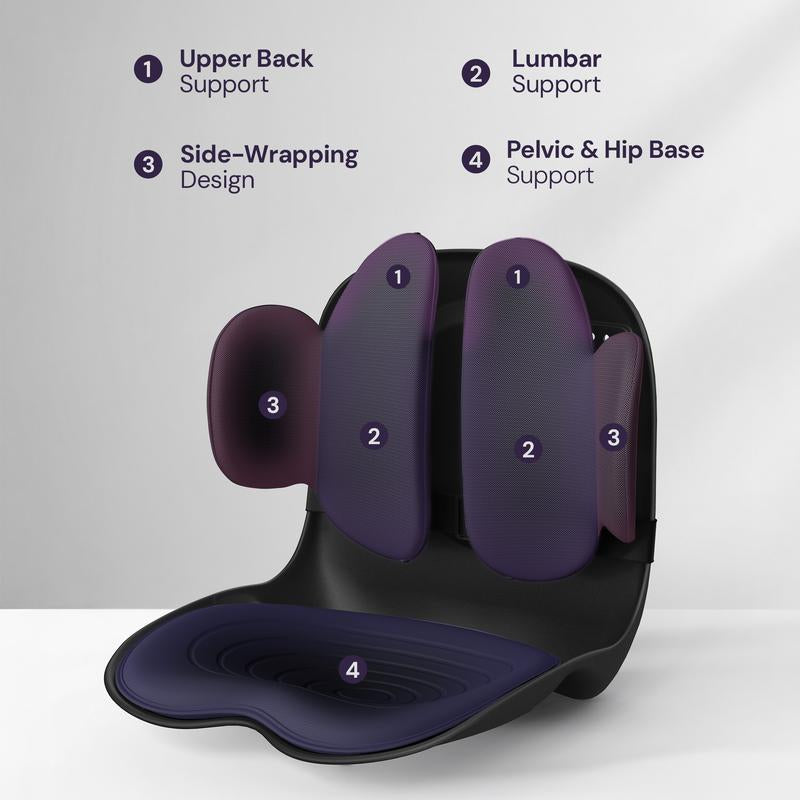 Restock Sale | Cabevibe M3 Dynamic Lumbar Support – Silicone Spineseat Ergonomic Back Support for Posture Correction & Lower Back Pain Relief, Perfect for Office, Car & Home, Gift for Men & Women Black Ergonomic High Back Executive Chair