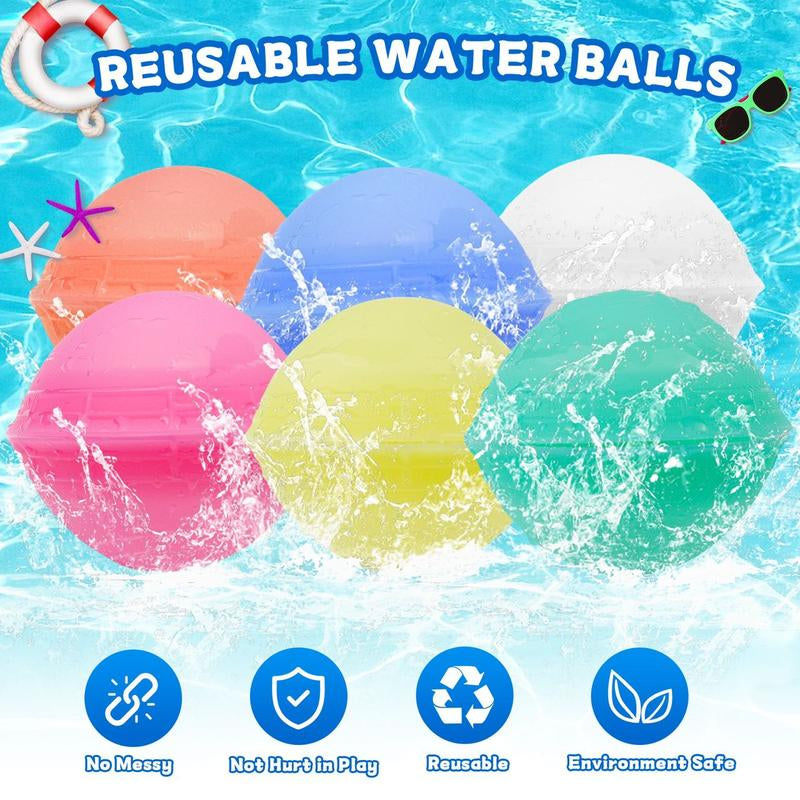 Hotfree 12Pcs Reusable Water Balloons, Pool Beach Water Toys for Boys and Girls, Outdoor Summer Toys for Kids Ages 3-12, Natural Suction Design, Sucker Water Ball with Mesh Bag for Outdoor Activities