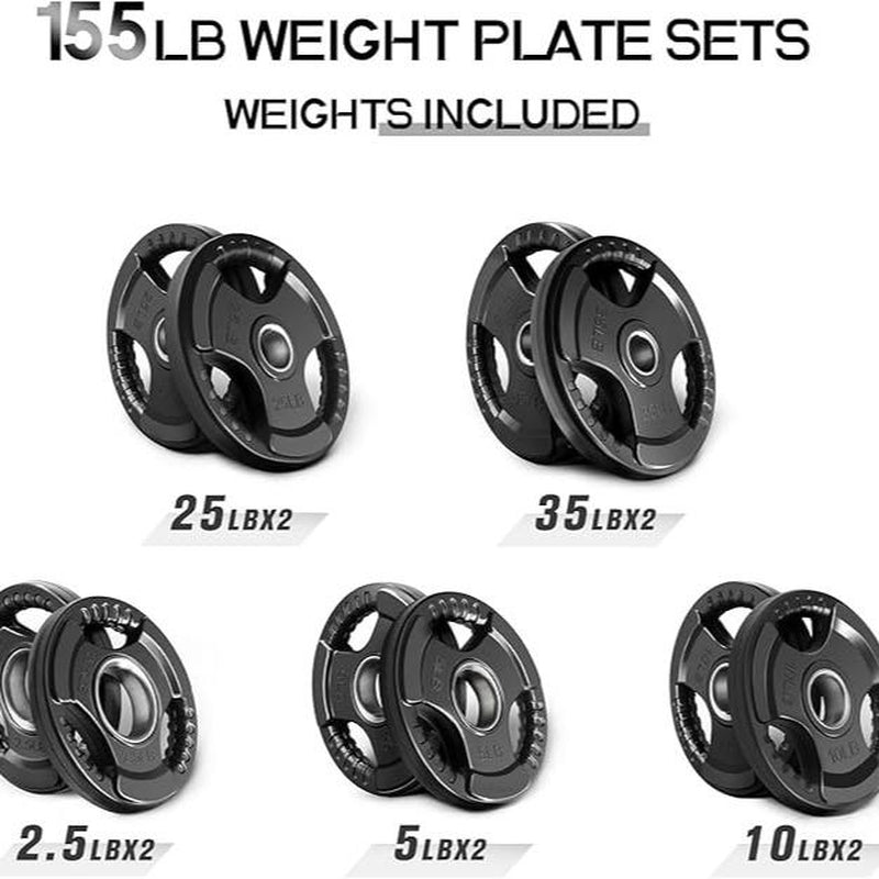 Ritfit Olympic Rubber Grip Plates for Barbell 105LB, 2-Inch Weight Plates for Weightlifting and Strength Training in Home & Gym, Single, Pair and Sets(2.5/5/10/25/35/45 LB) Olympic Weight