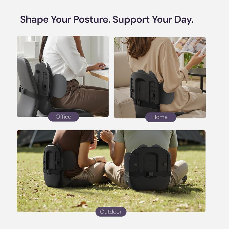 Restock Sale | Cabevibe M3 Dynamic Lumbar Support – Silicone Spineseat Ergonomic Back Support for Posture Correction & Lower Back Pain Relief, Perfect for Office, Car & Home, Gift for Men & Women Black Ergonomic High Back Executive Chair