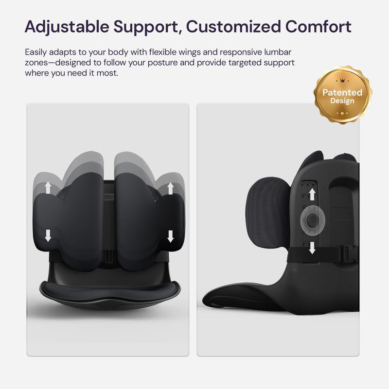 Restock Sale | Cabevibe M3 Dynamic Lumbar Support – Silicone Spineseat Ergonomic Back Support for Posture Correction & Lower Back Pain Relief, Perfect for Office, Car & Home, Gift for Men & Women Black Ergonomic High Back Executive Chair