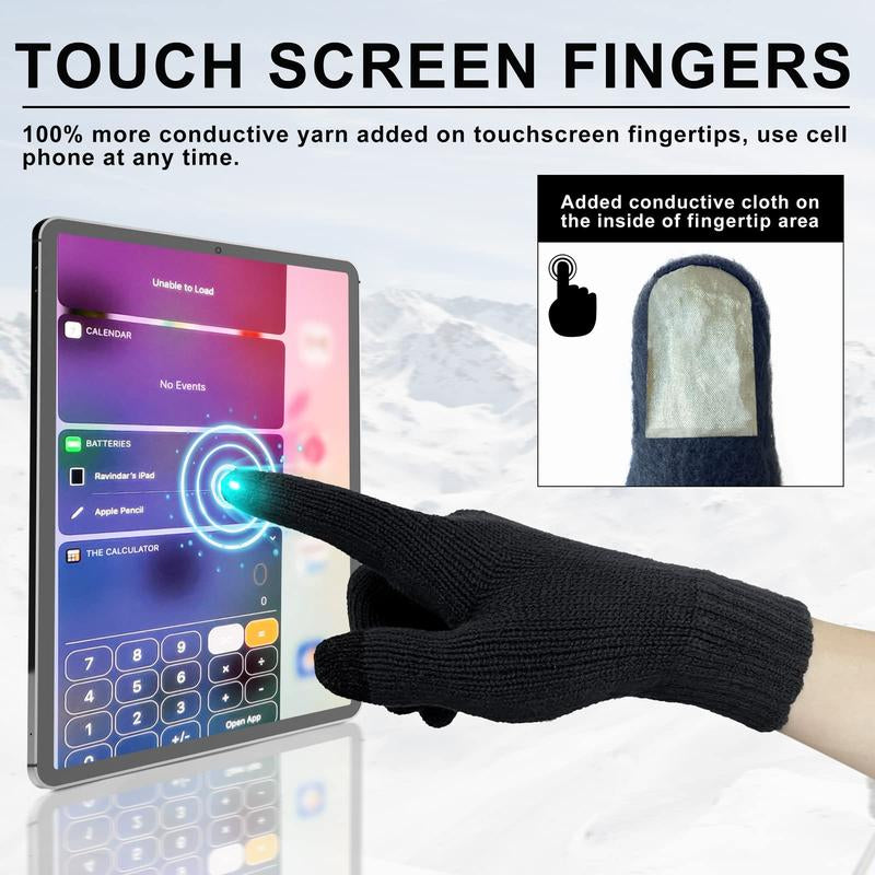 Evridwear Winter Warm Gloves for Men - Knitted Thermal Touchscreen Gloves with 3M Thinsulate Insulated Lining and Anti-Slip Grip