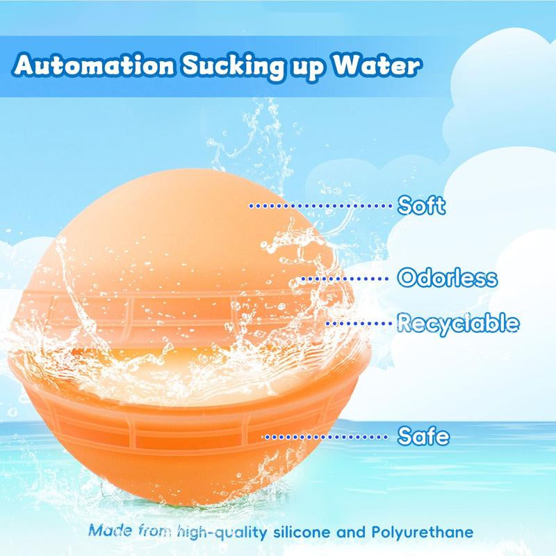 Hotfree 12Pcs Reusable Water Balloons, Pool Beach Water Toys for Boys and Girls, Outdoor Summer Toys for Kids Ages 3-12, Natural Suction Design, Sucker Water Ball with Mesh Bag for Outdoor Activities