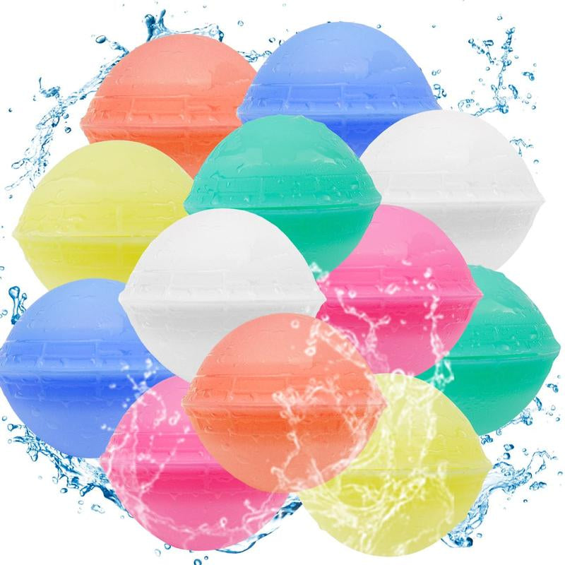Hotfree 12Pcs Reusable Water Balloons, Pool Beach Water Toys for Boys and Girls, Outdoor Summer Toys for Kids Ages 3-12, Natural Suction Design, Sucker Water Ball with Mesh Bag for Outdoor Activities