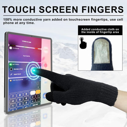 Evridwear Winter Warm Gloves for Men - Knitted Thermal Touchscreen Gloves with 3M Thinsulate Insulated Lining and Anti-Slip Grip