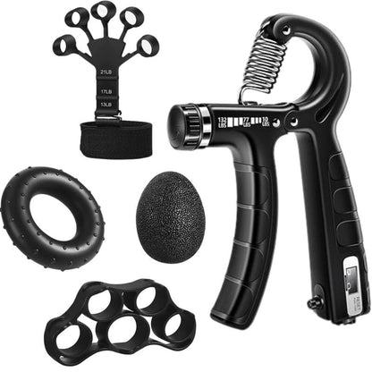 Hand Grip Strengthener Kit (5 Pcs) – PP & TPR Grip Strength Trainer – Forearm Strengthener Perfect for Athletes, Players, Artists, Fitness Enthusiast