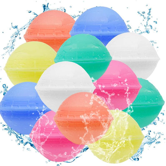 Hotfree 12Pcs Reusable Water Balloons, Pool Beach Water Toys for Boys and Girls, Outdoor Summer Toys for Kids Ages 3-12, Natural Suction Design, Sucker Water Ball with Mesh Bag for Outdoor Activities